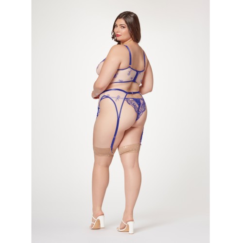 Bustier de Malla Transparente Cinturilla Tanga Azul Nude