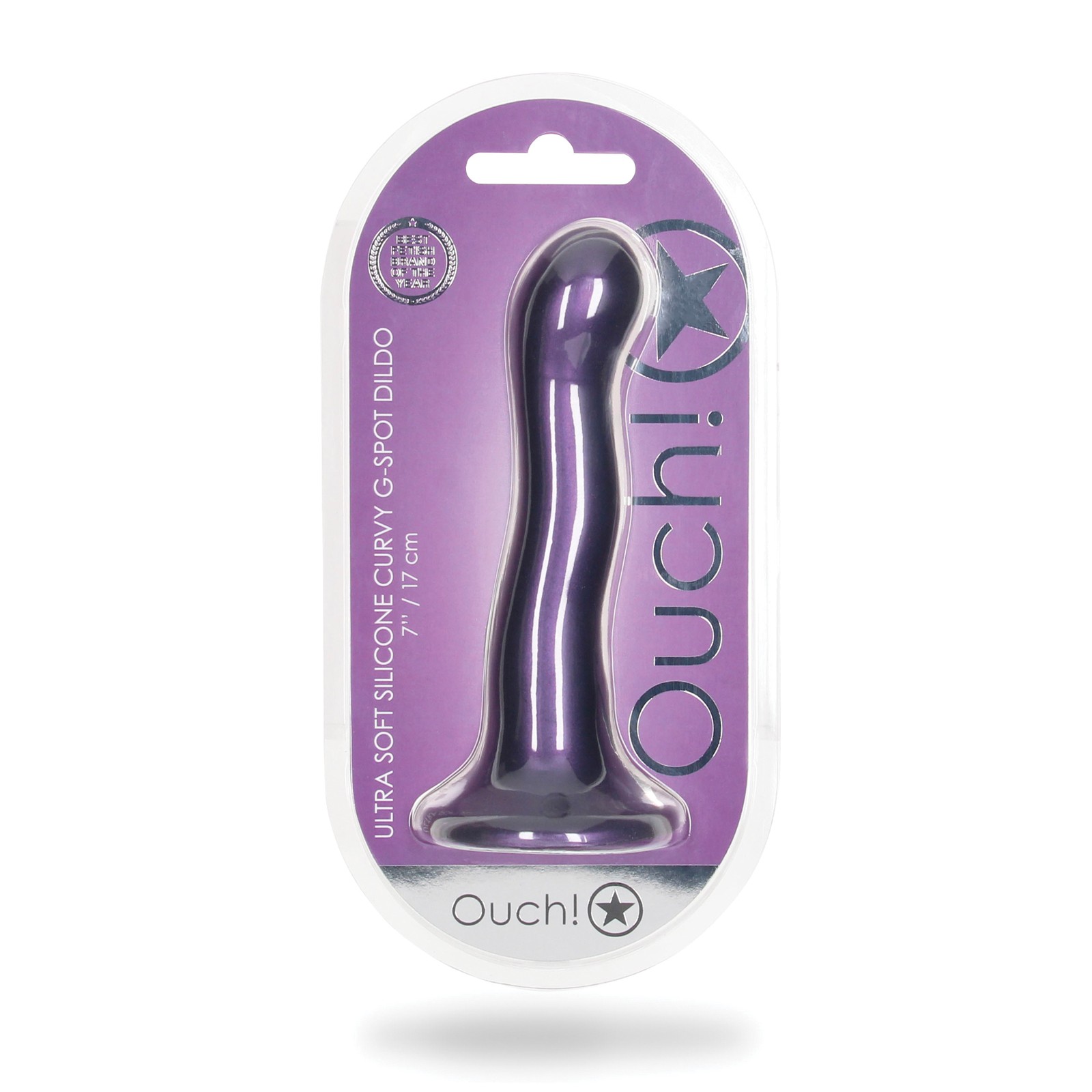 Dildo Curvo G-Spot 7" Shots Ouch Púrpura Metálico