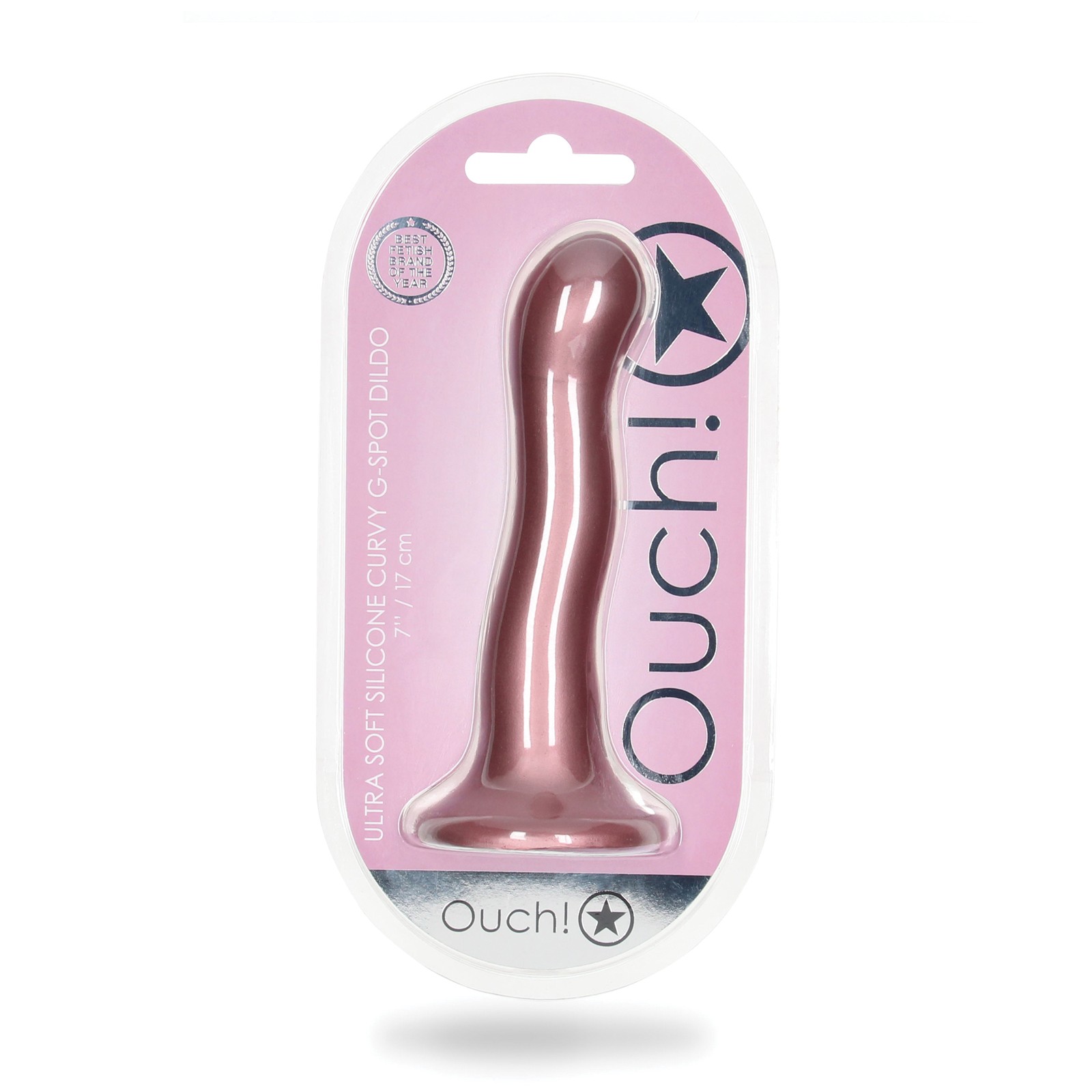 Shots Ouch 7" Curvy G-Spot Dildo Rose Gold