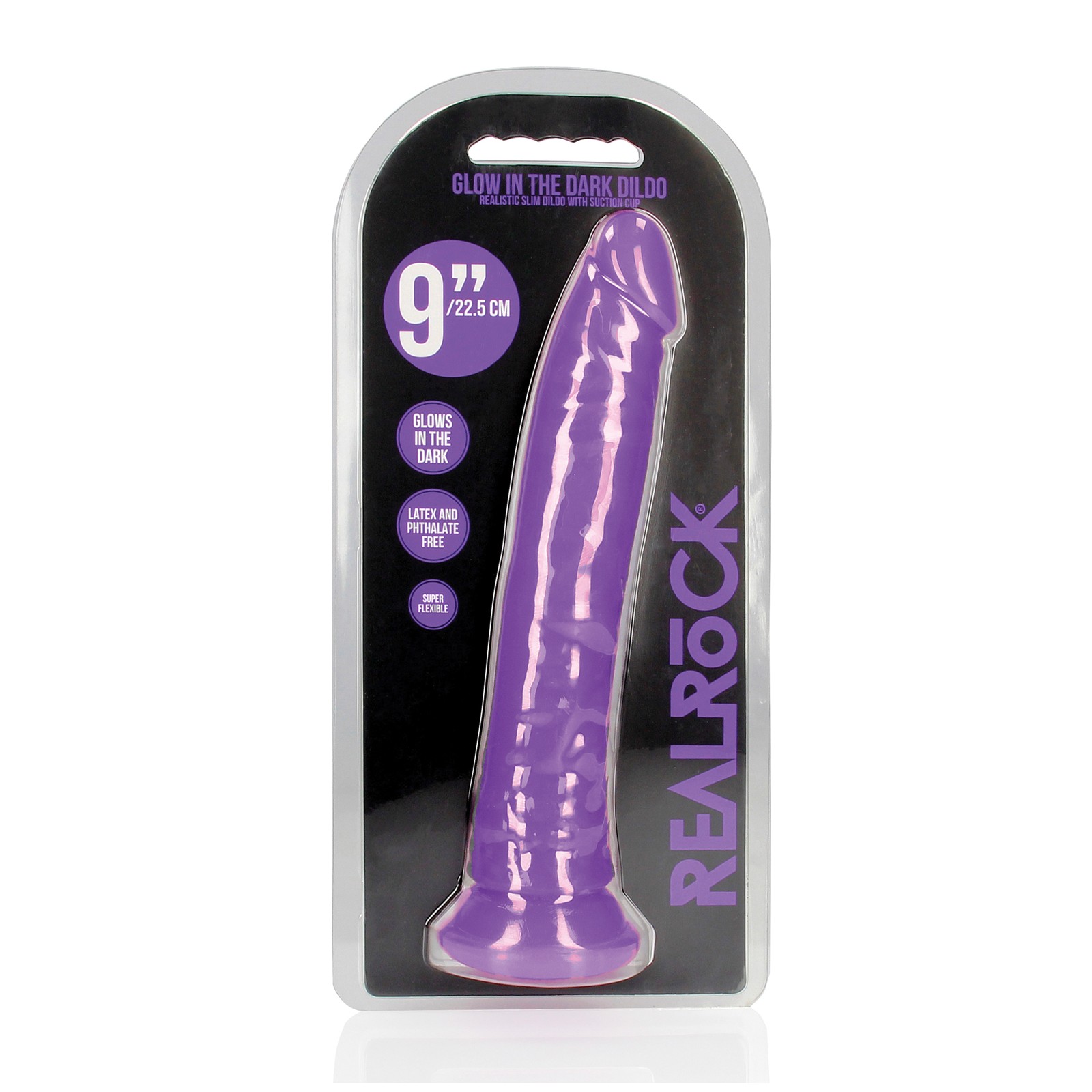 Shots RealRock Dildo Slim de 9 Pulgadas que Brilla