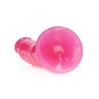 Shots RealRock Dildo Slim de 7 Pulgadas que Brilla en la Oscuridad - Rosa Neón