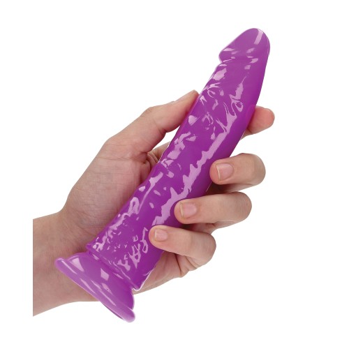 Dildo Slim 7 Pulgadas Brilla en la Oscuridad Púrpura Neón