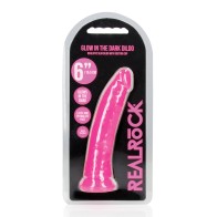 Dildo Slim que Brilla en la Oscuridad Rosa Neón