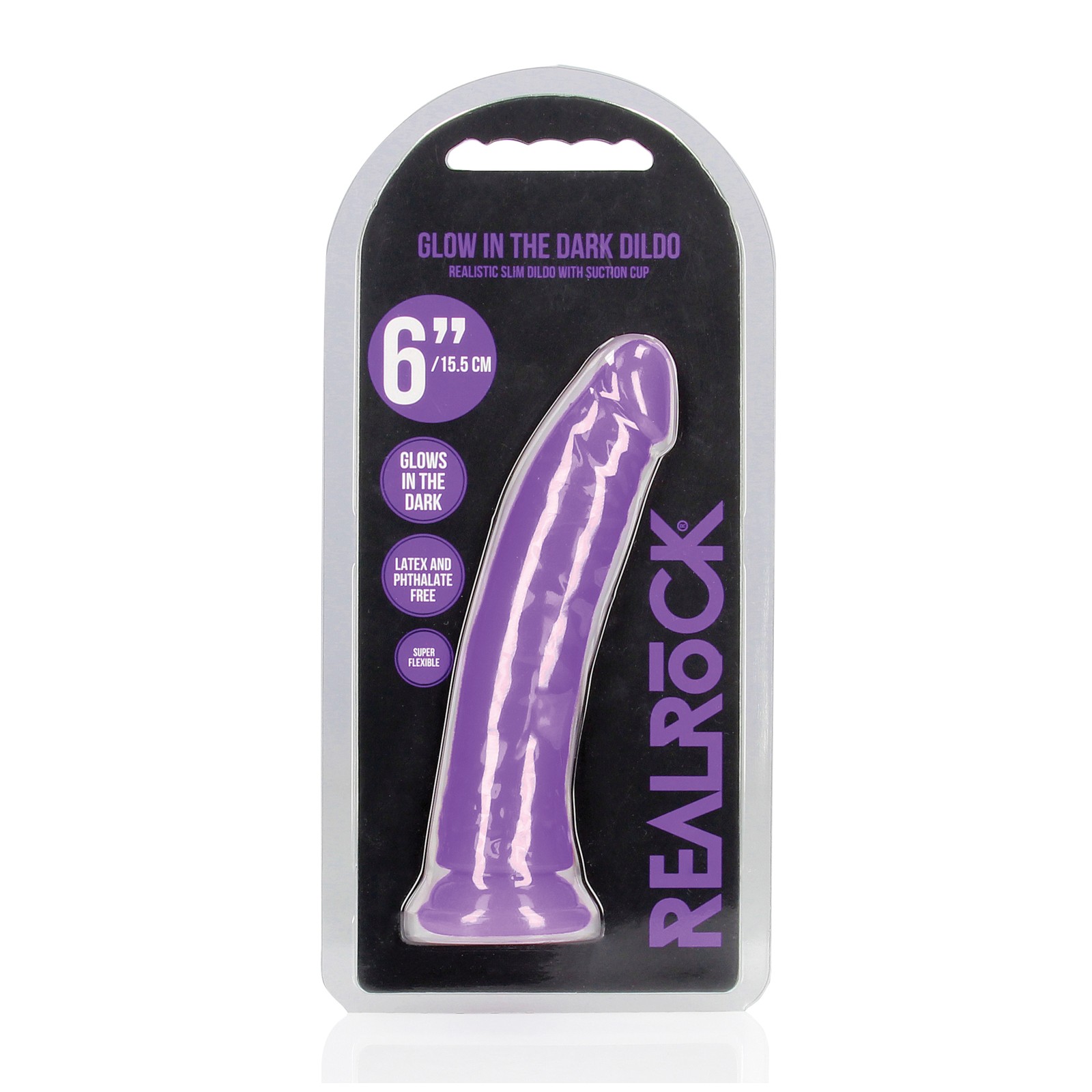 Dildo Slim RealRock que Brilla en la Oscuridad