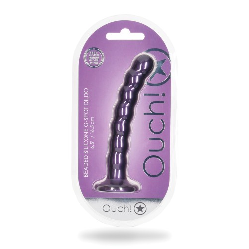 Dildo con Perlas para el Punto G 6.5 pulgadas Morado Metálico