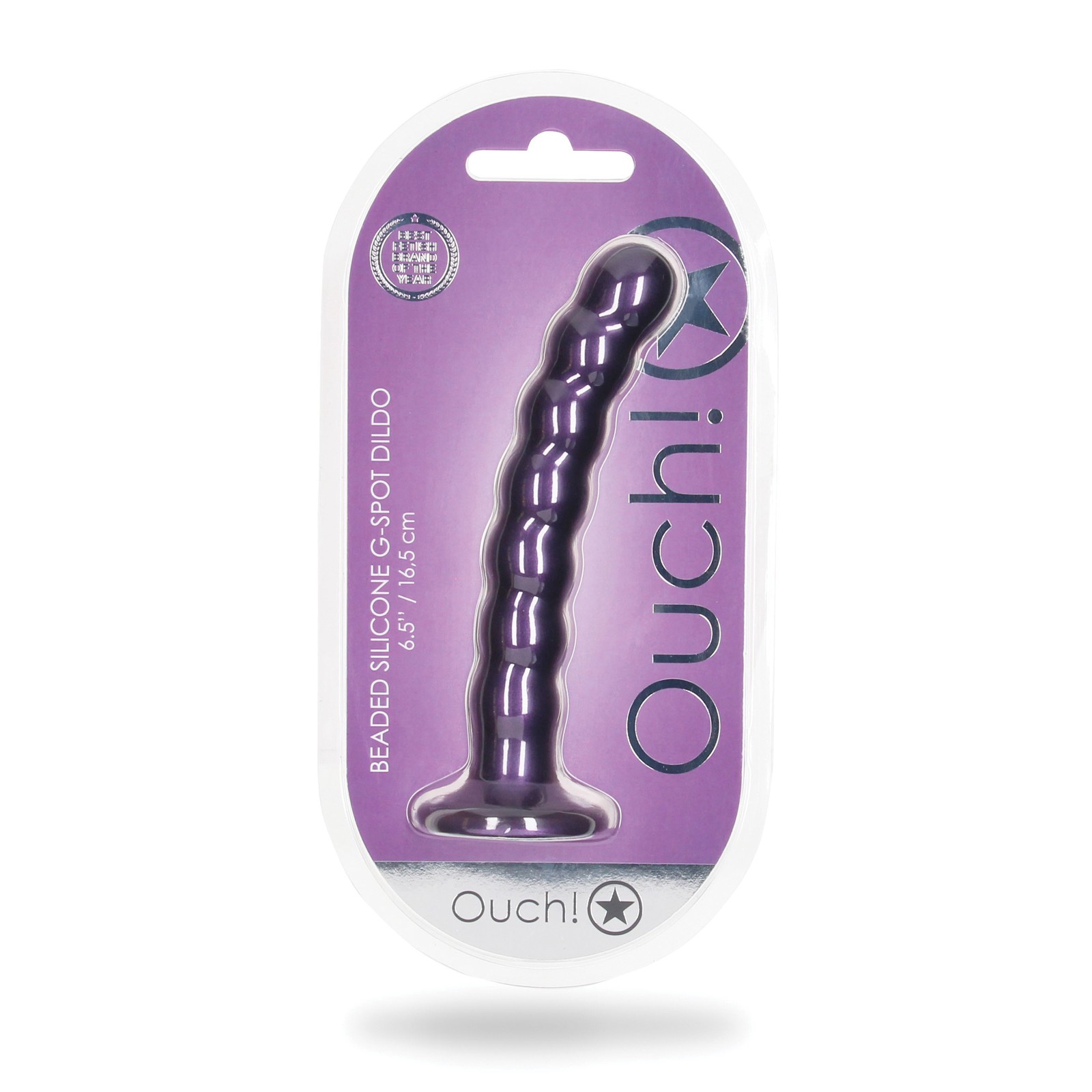 Dildo con Perlas para el Punto G 6.5 pulgadas Morado Metálico