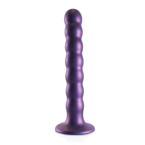 Dildo con Perlas para el Punto G 6.5 pulgadas Morado Metálico