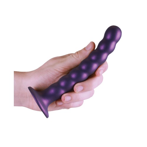 Dildo con Perlas para el Punto G 6.5 pulgadas Morado Metálico