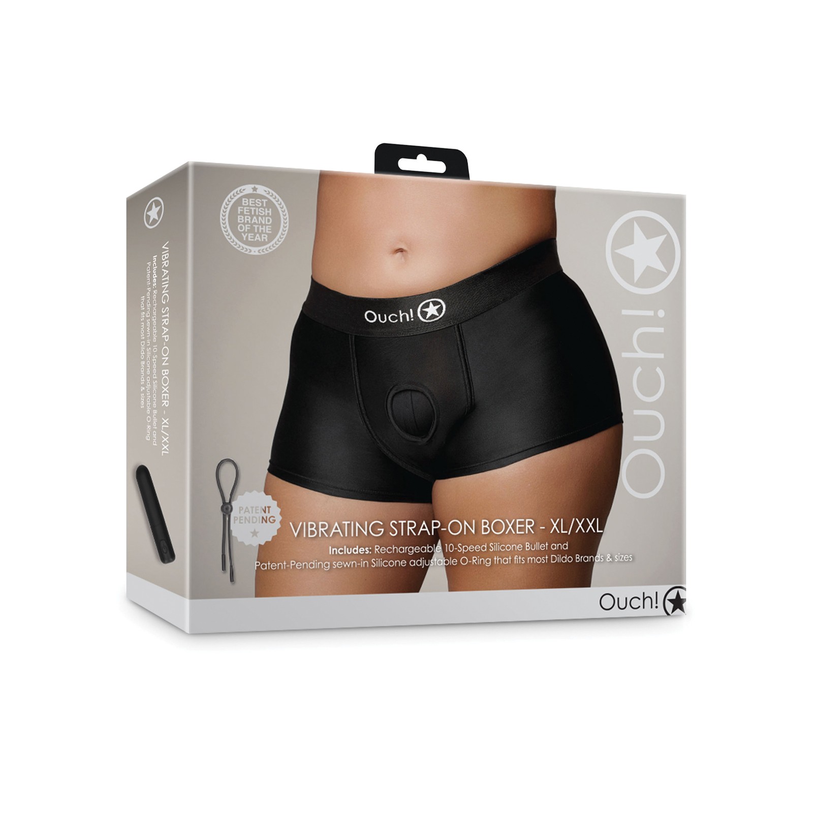 Shots Ouch Boxer Strap-On Vibrante Negro XL XXL