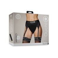 Shots Ouch Vibrating Strap On Thong w/Adjustable Garters - Black XS/S