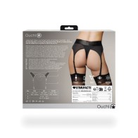 Shots Ouch Vibrating Strap On Thong w/Adjustable Garters - Black XS/S