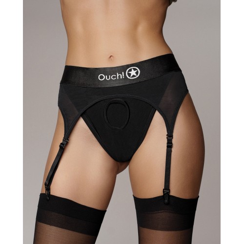 Tanga Vibrante Strap On Ouch con Garfios Ajustables - Negro XS/S