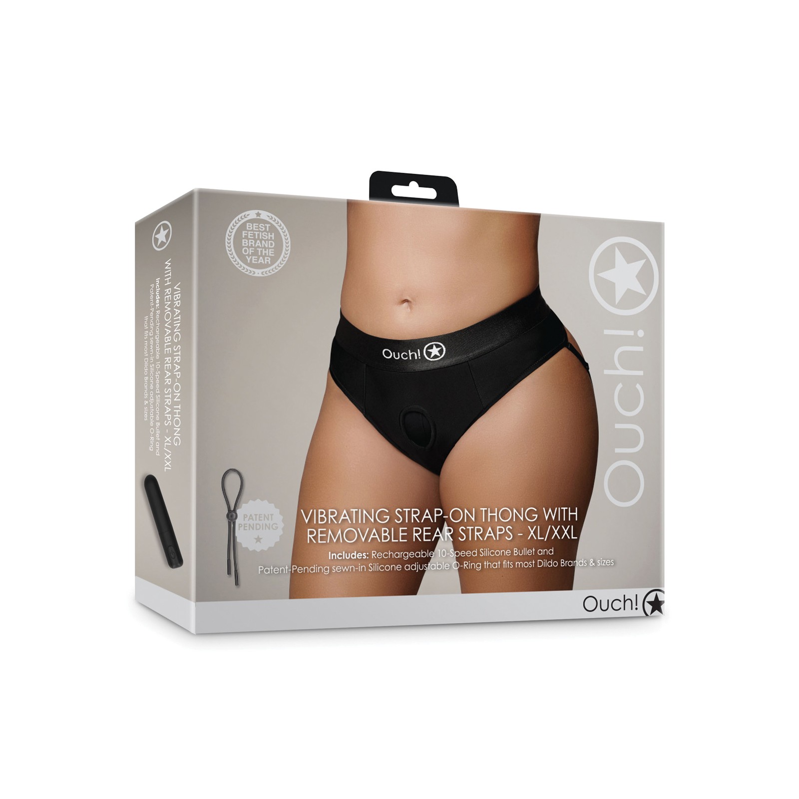 Shots Ouch Vibrating Strap-On Thong XL/XXL