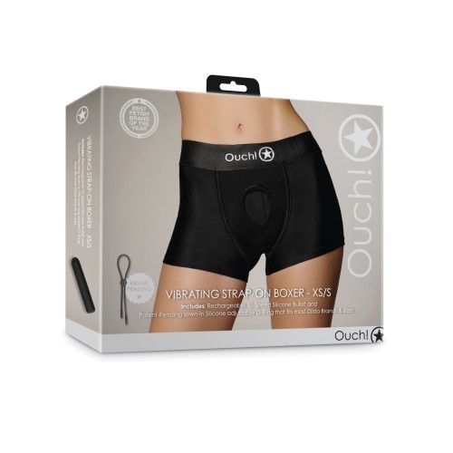 Shots Ouch Vibrating Strap On Boxer - Black XS/S