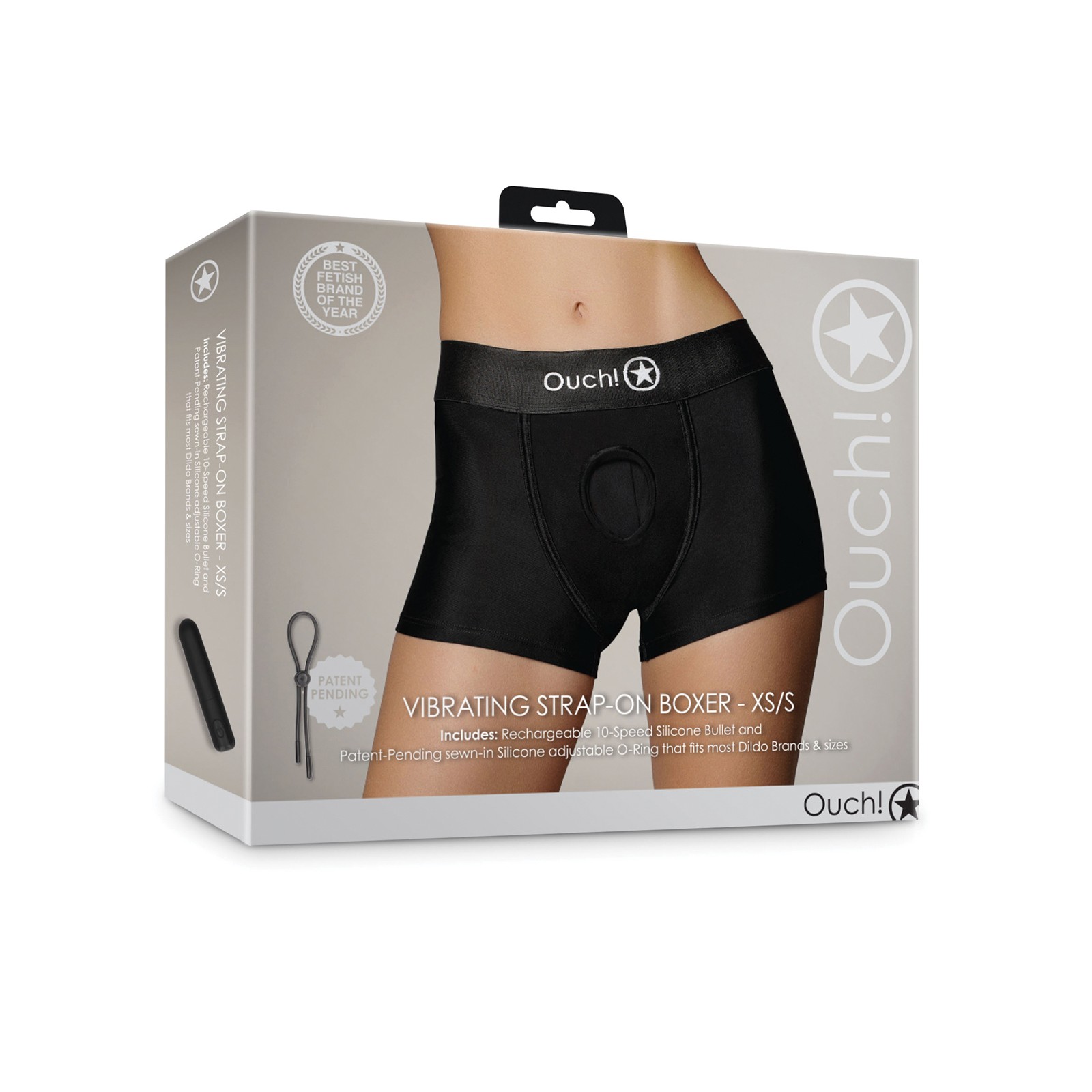 Shots Ouch Vibrating Strap On Boxer - Black XS/S