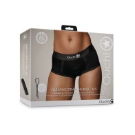 Shots Ouch Vibrating Strap-On Brief Black