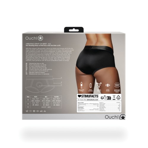 Shots Ouch Vibrating Strap-On Brief Black