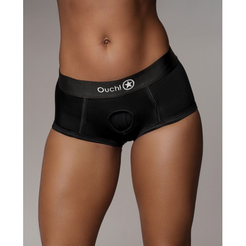 Shots Ouch Vibrating Strap-On Brief Black