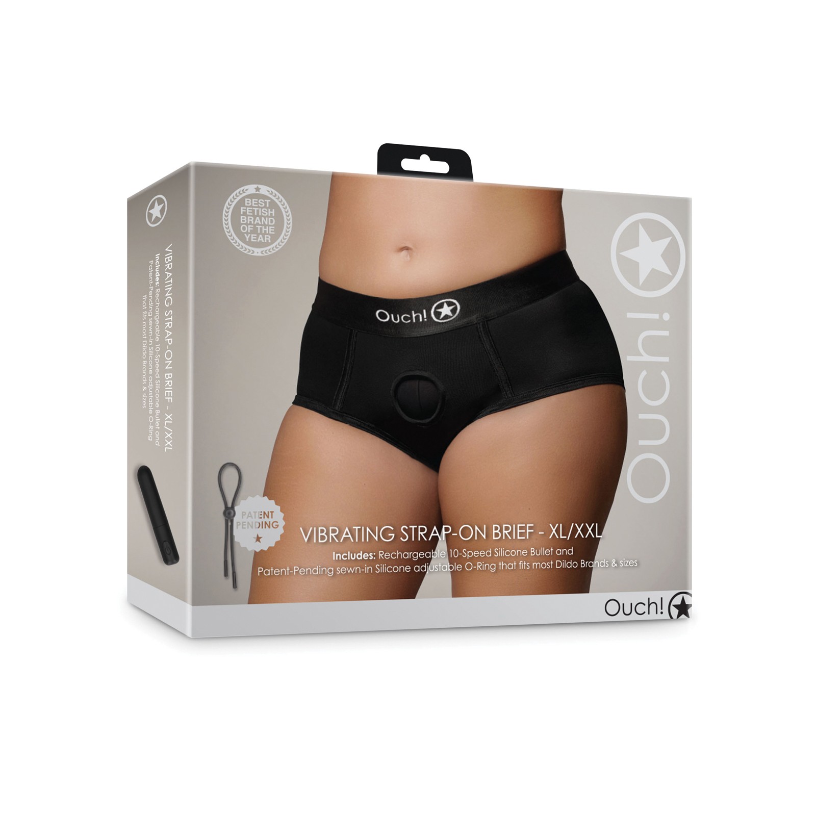 Shots Ouch Vibrating Strap-On Brief Black XL/XXL