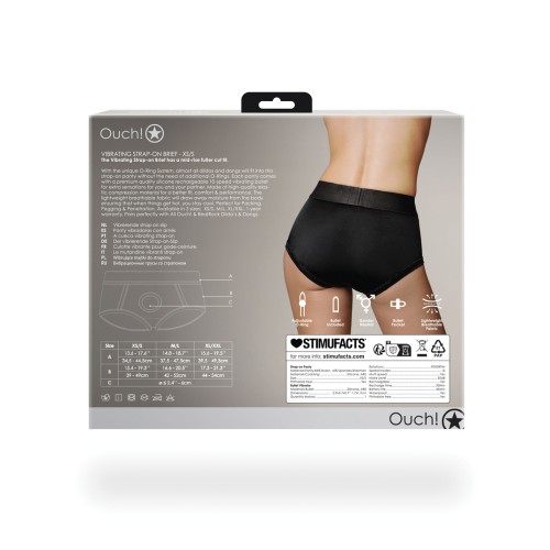 Shots Ouch Vibrating Strap-On Brief - Black XS/S