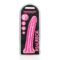 Dildo RealRock 8" Slim Brilla en la Oscuridad Rosa