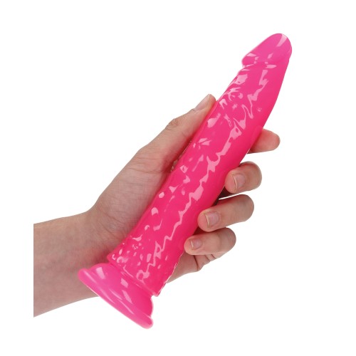 Dildo RealRock 8" Slim Brilla en la Oscuridad Rosa