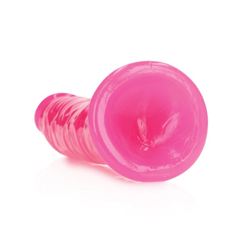 Dildo RealRock 8" Slim Brilla en la Oscuridad Rosa