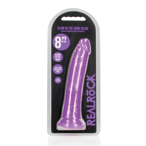 Shots RealRock Dildo Slim de 8 Pulgadas Brilla en la Oscuridad