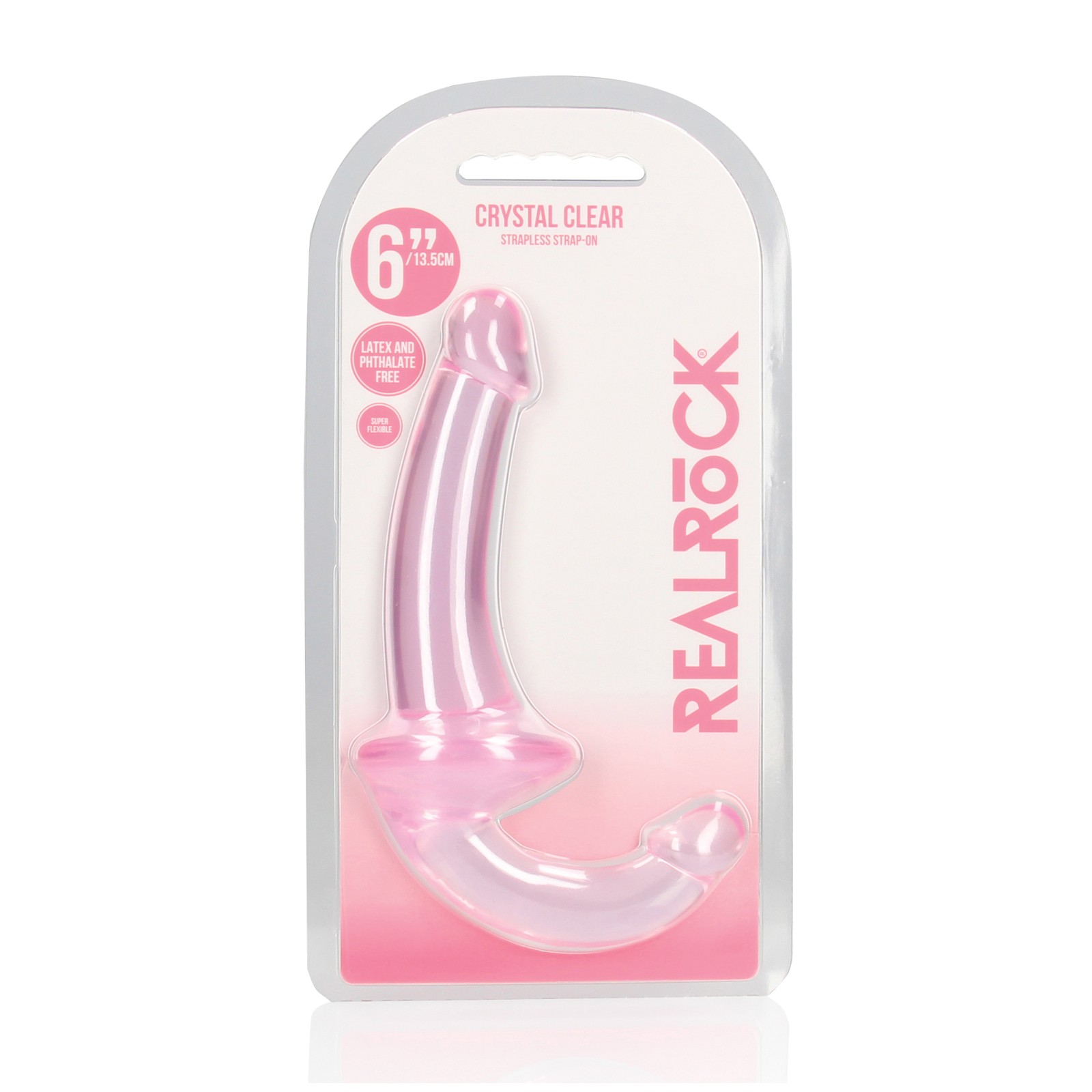 Shots RealRock Crystal Clear Strapless Strap-On Pink