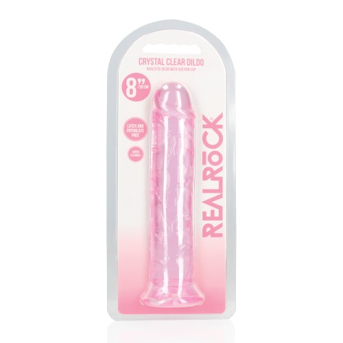 Dildo Transparente RealRock Crystal Clear de 8" con Ventosa - Rosa