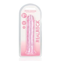 Dildo Transparente RealRock Crystal Clear de 8" con Ventosa - Rosa