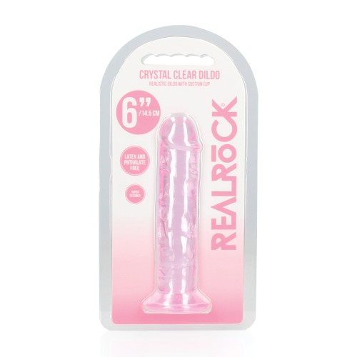 Dildo Transparente de 6 Pulgadas con Succión - Rosa