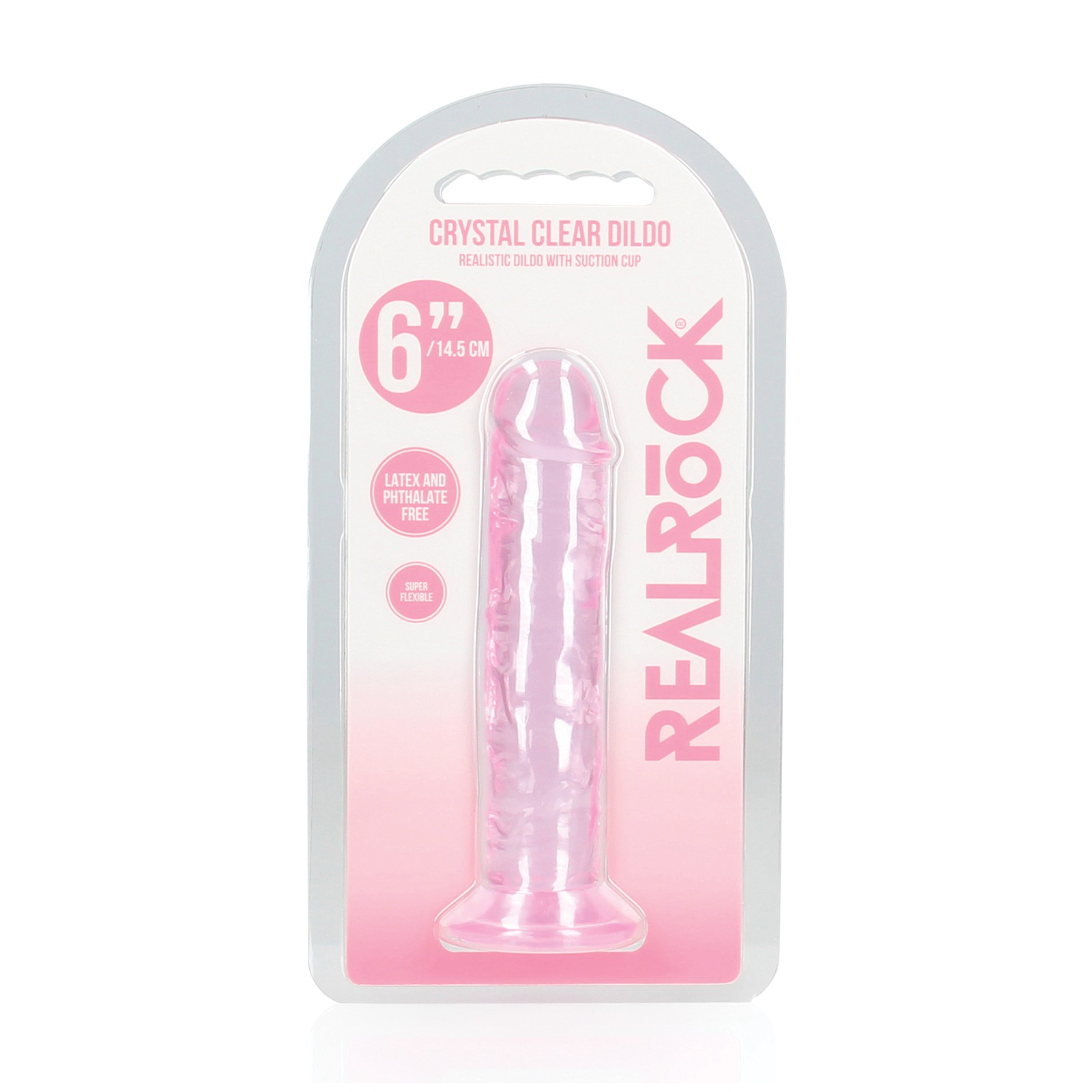 6 Inch Crystal Clear Dildo with Suction Cup - Pink