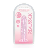 6 Inch Crystal Clear Dildo with Suction Cup - Pink