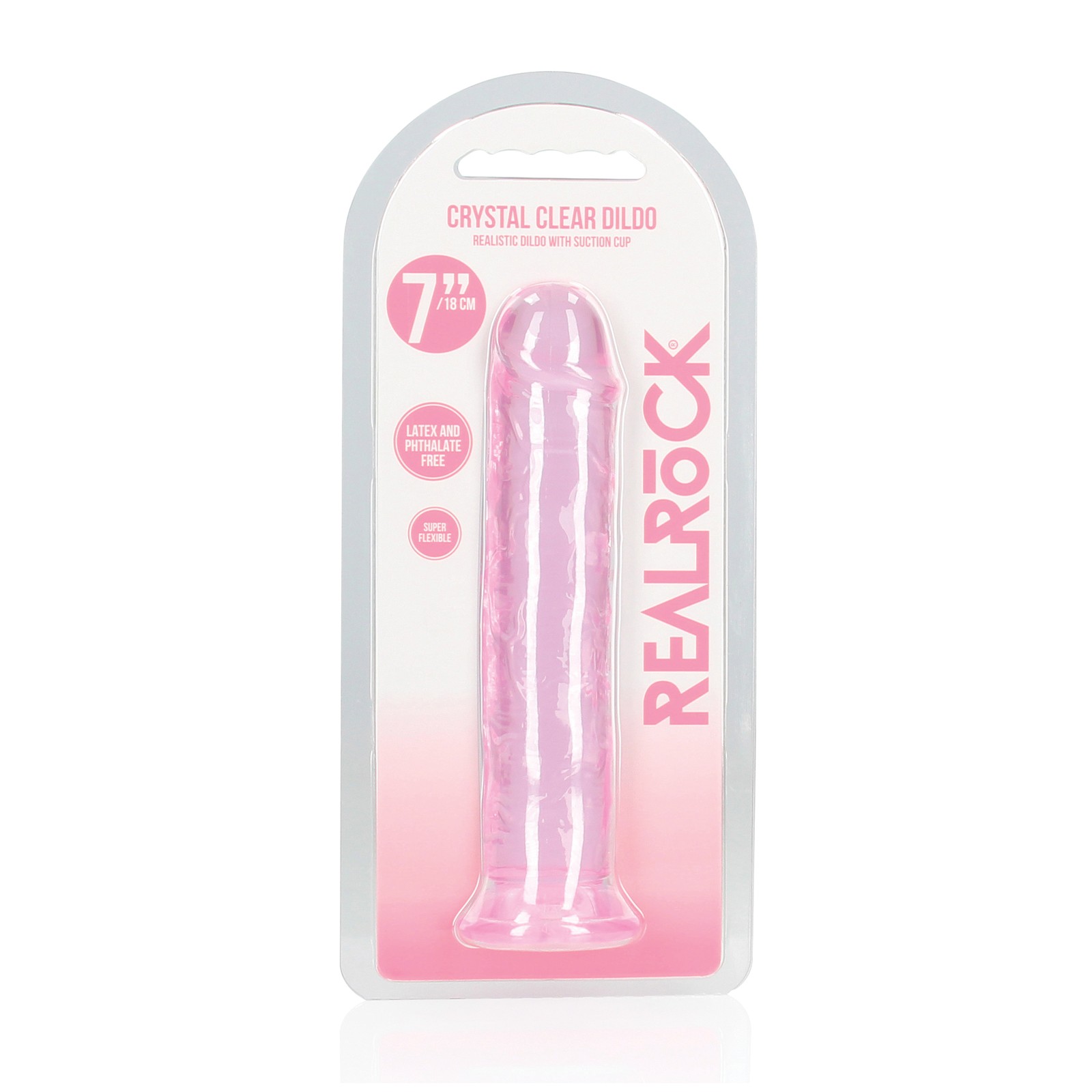 Shots RealRock 7" Straight Dildo with Suction Cup - Pink