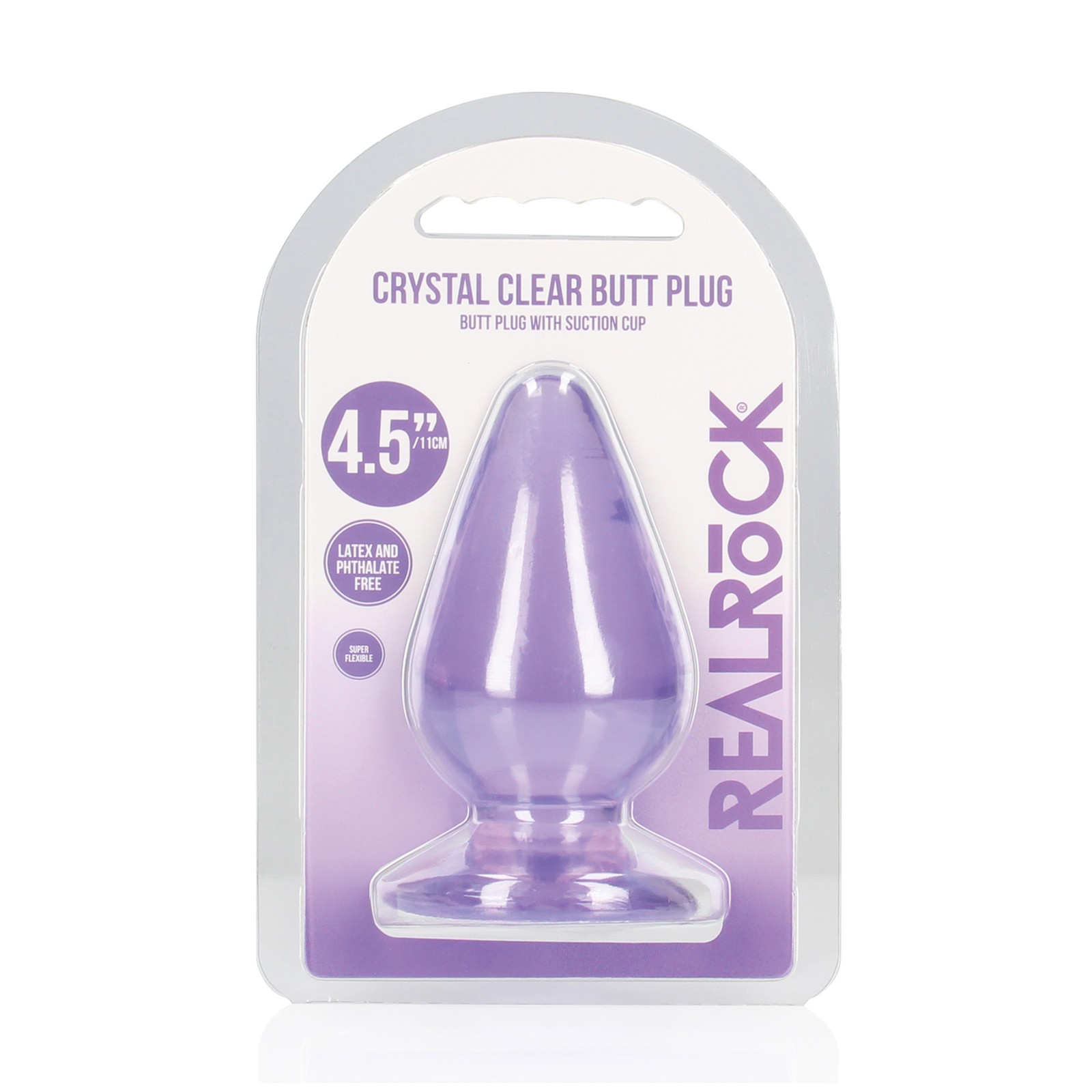 Plug Anal RealRock Crystal Clear 4.5 Pulgadas - Púrpura