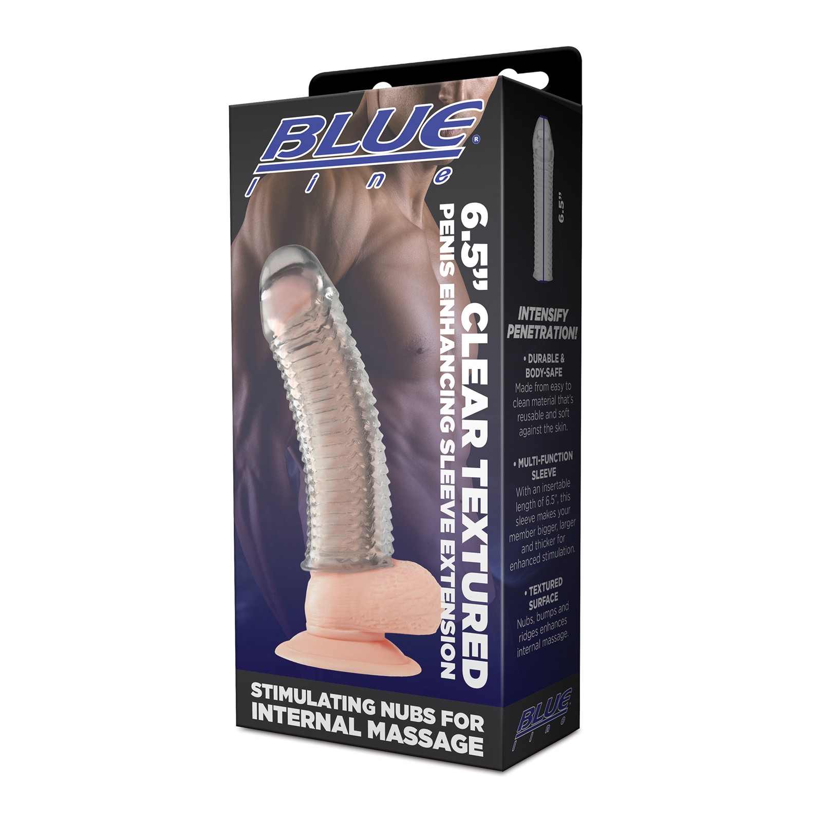 Blue Line Textured Penis Sleeve Extension