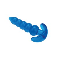 Blue Line C & B Plug con Perlas - Jelly Azul Mediano