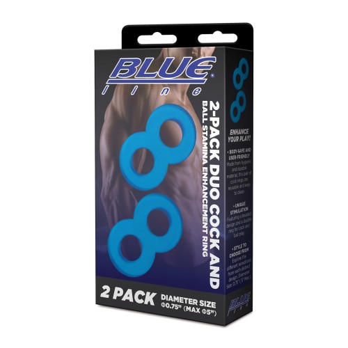 Anillos de Estamina Dual para Pene y Testículos Blue Line para Placer Intenso