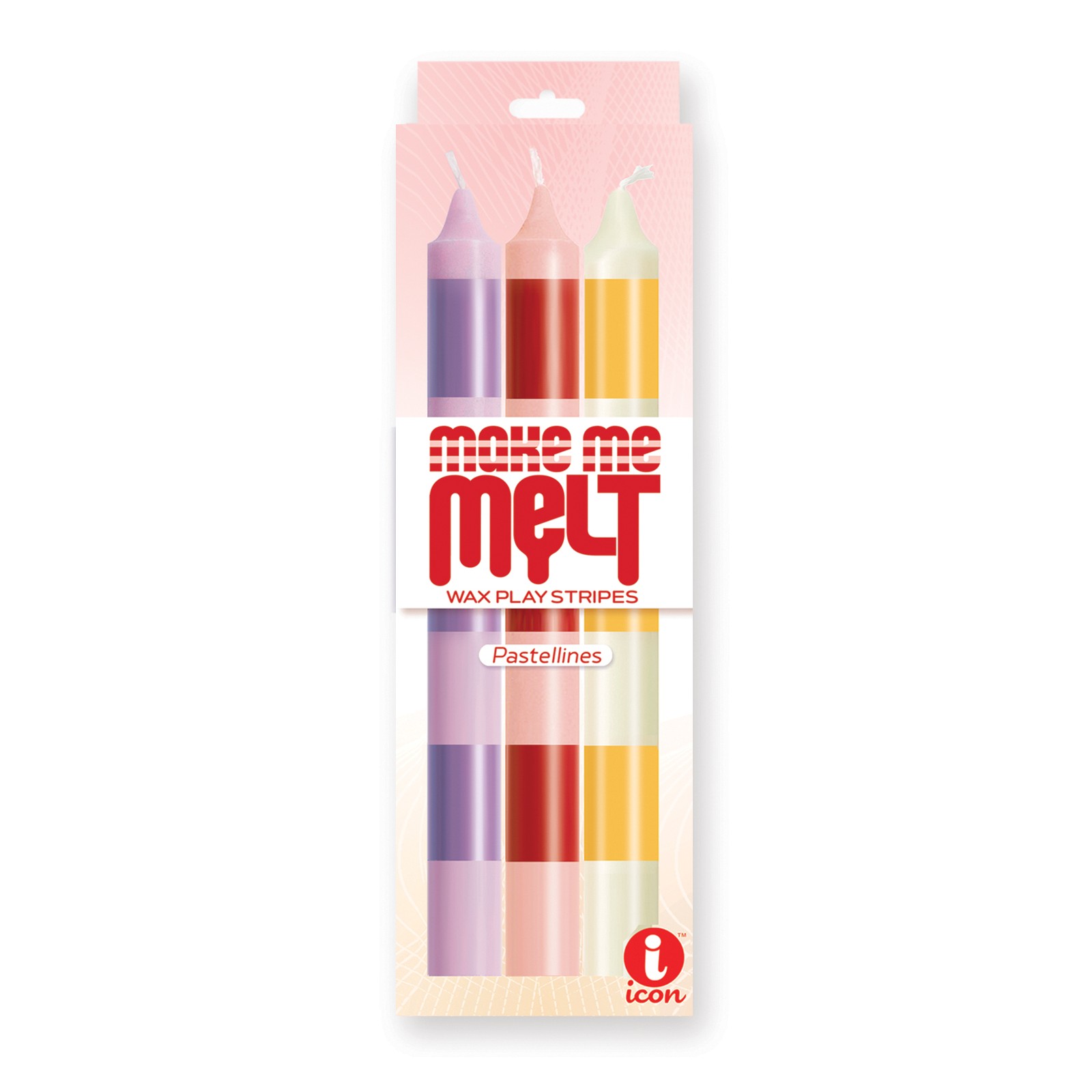 Las Velas Sensuales Calentadoras 9's Make Me Melt - Rayas Pastel Pack de 3