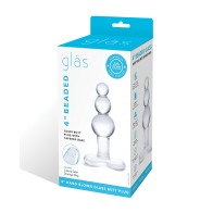 Glas 4 Inch Beaded Glass Butt Plug with Tapered Base Clear