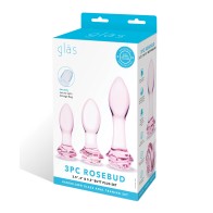 Glas 3 Piece Rosebud Butt Plug Set - Unique Pleasure