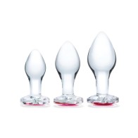 Glas 3 pc Heart Jewel Glass Anal Training Kit