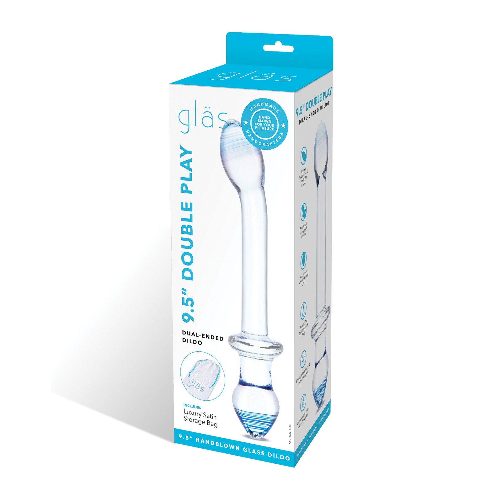 Dildo Doble Juegan Glas de 9.5 Pulgadas Transparente