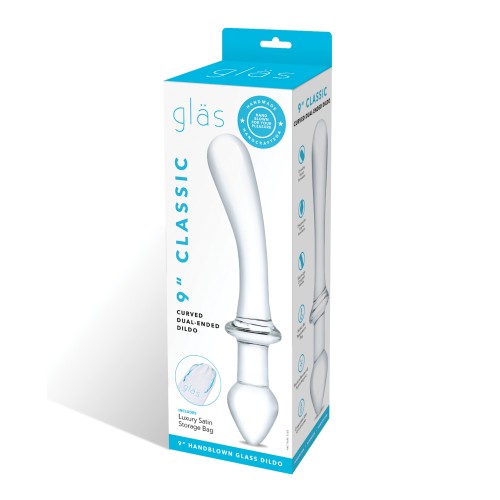 Glas 9" Classic Curved Dual Ended Dildo Clear