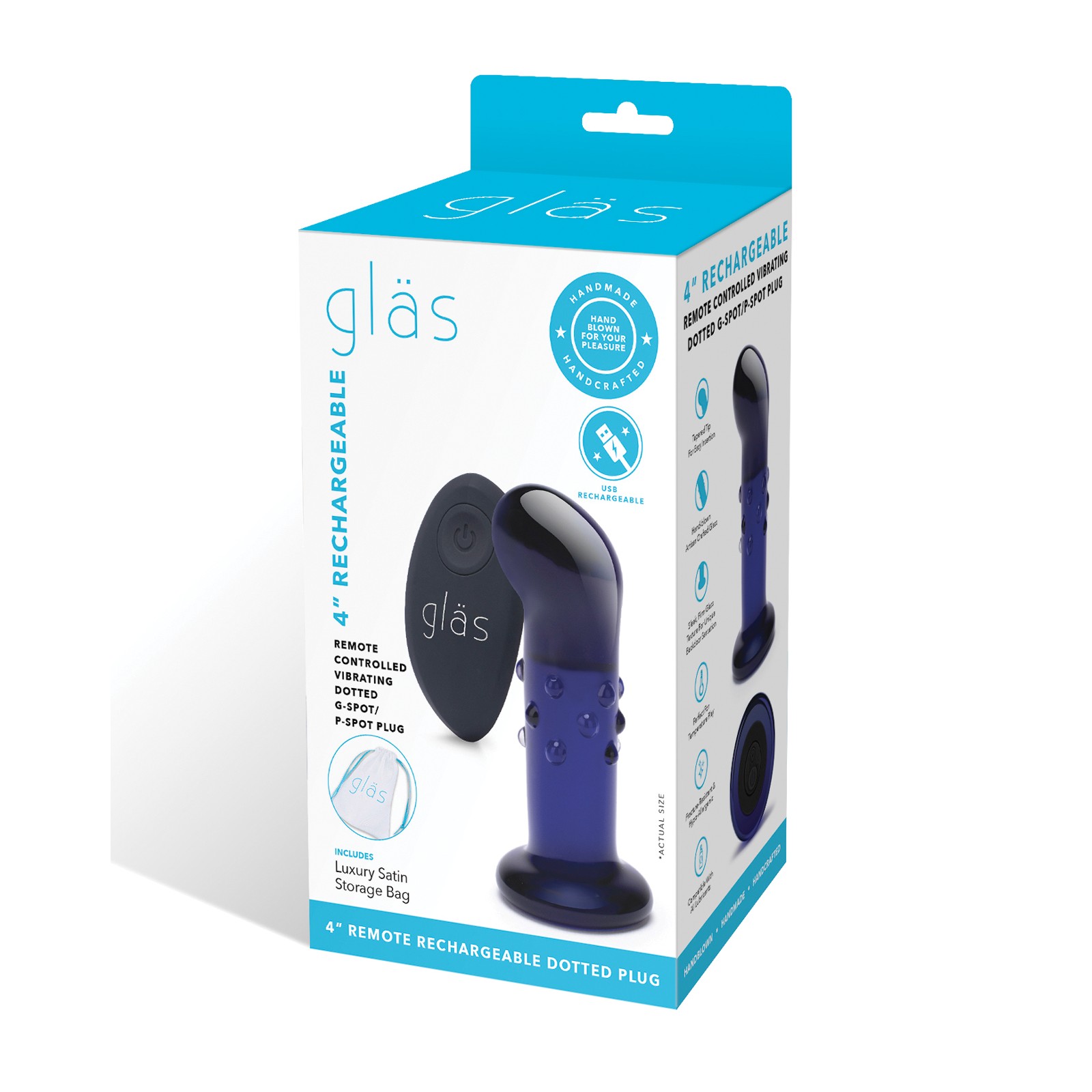 Rechargeable Vibrating Dotted G Spot/P Spot Plug - Blue - Intense Pleasure