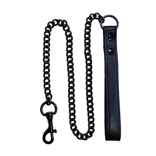 Rouge Leather Lead with Black Metal Chain