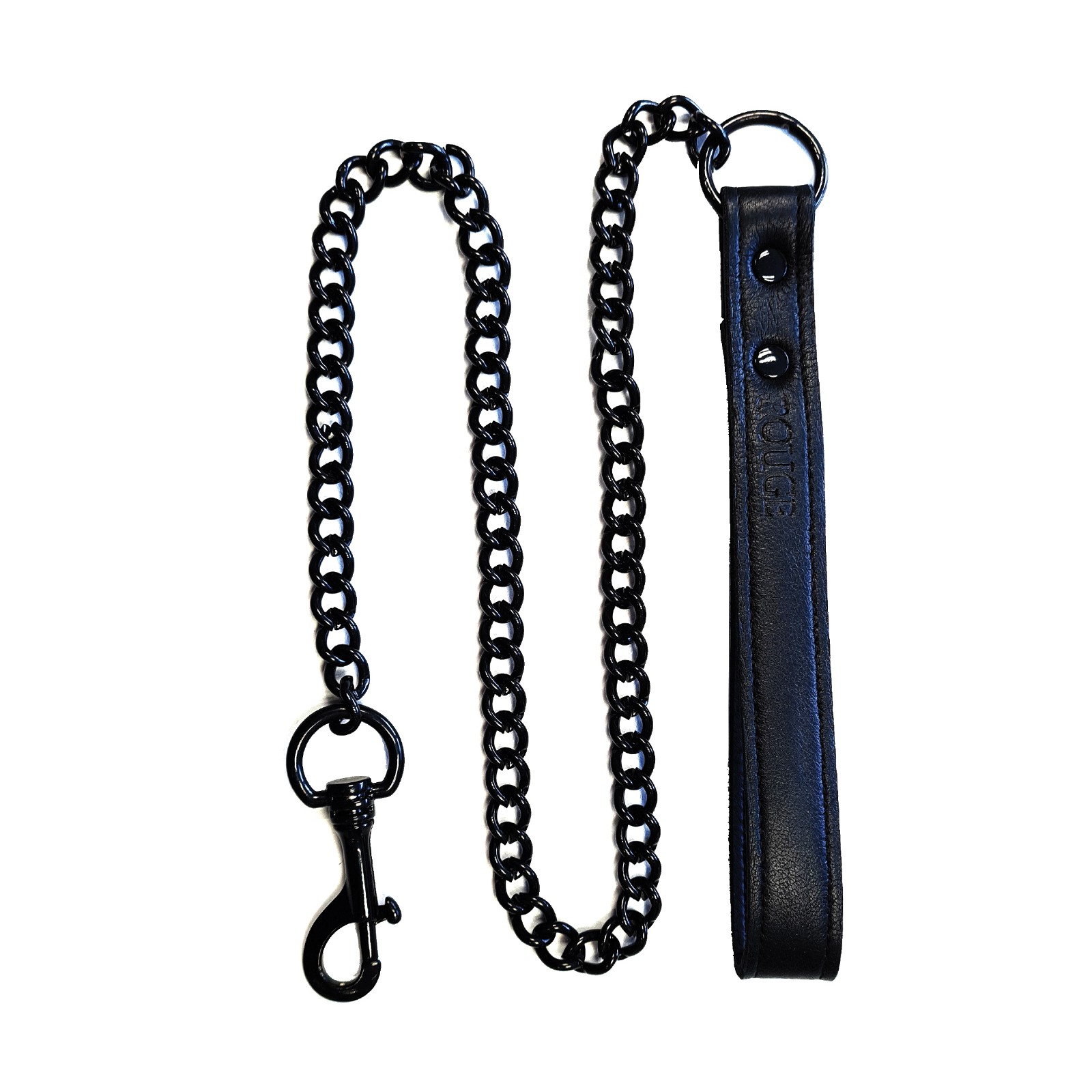 Rouge Leather Lead with Black Metal Chain