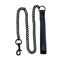 Rouge Leather Lead with Black Metal Chain