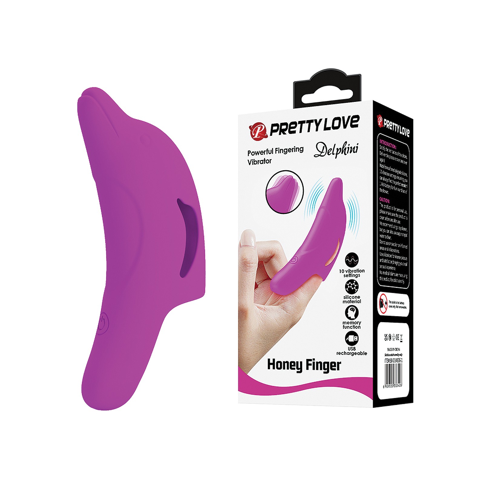 Pretty Love Delphini Dolphin Finger Vibe for Intense Pleasure